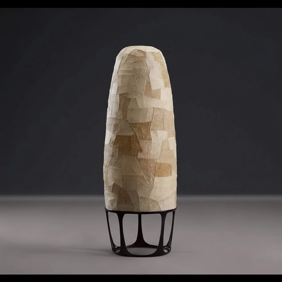 Layered Fabric Column Floor Lamp with Steel Base