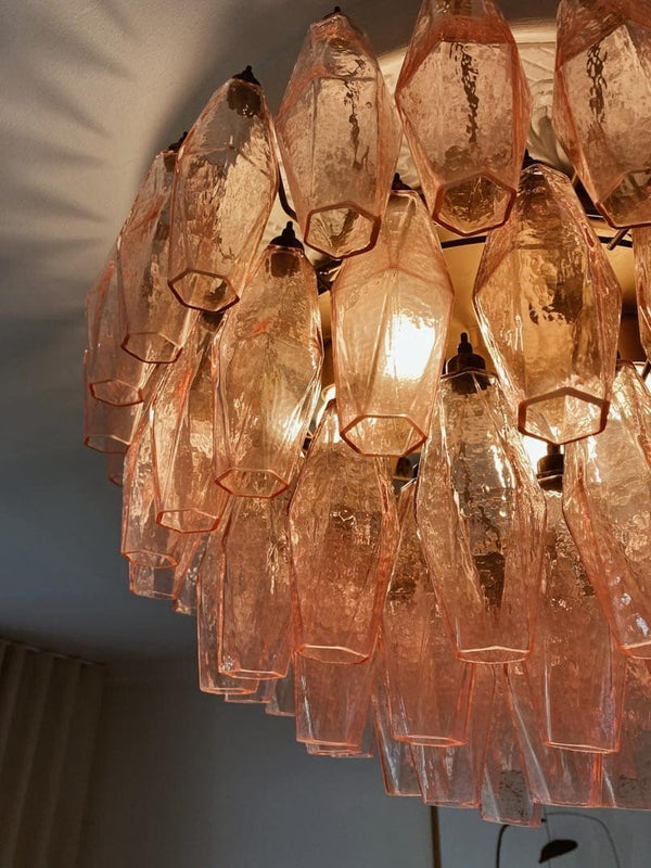 Layered Faceted Glass Cluster Chandelier