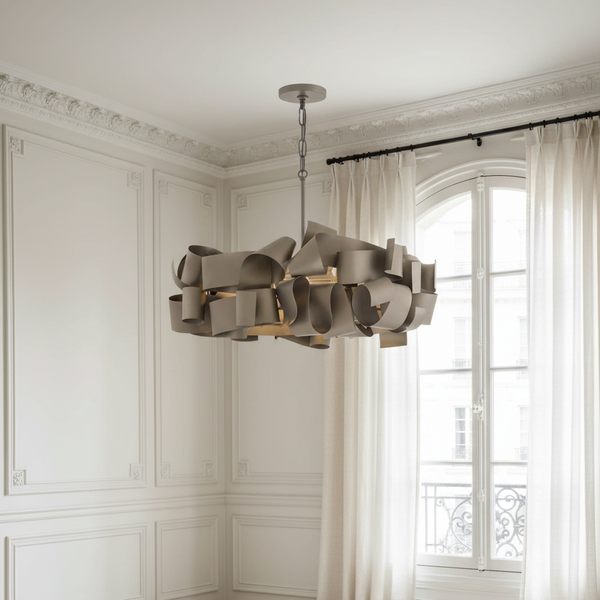Layered Flowing Iron Band Sculptural Chandelier