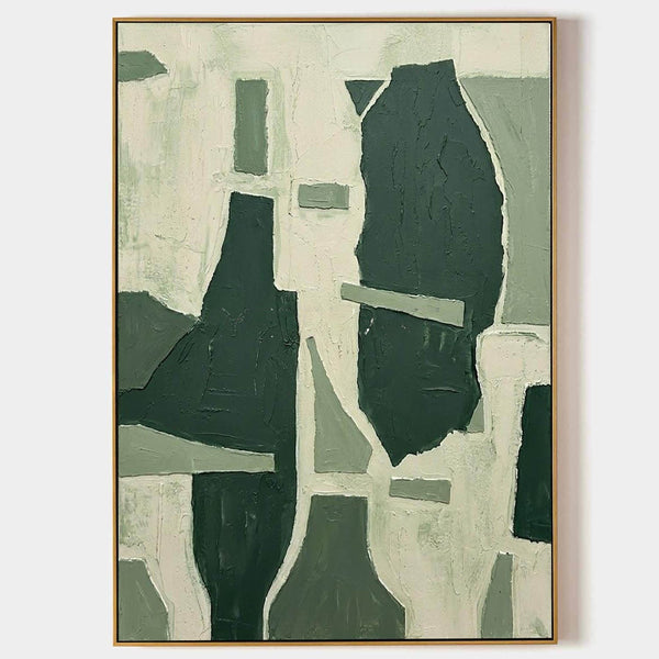 Layered Forest Green Abstract Forms