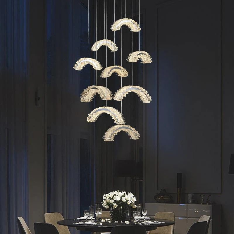 Layered Heart Ring Rock Crystal Chrome Chandelier