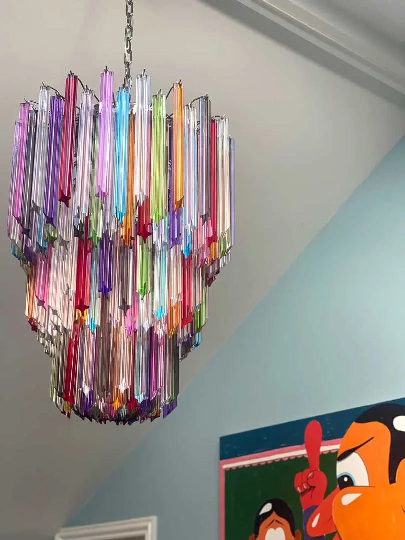 Layered Rainbow Hand-Cut Glass Prism Tiered Chandelier