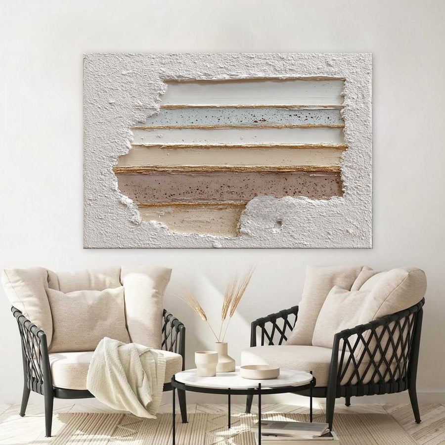 Layered Sand Strata in White Plaster
