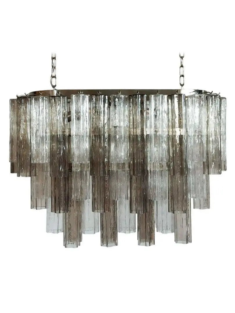 Layered Smoked and Clear Glass Tube Chandelier