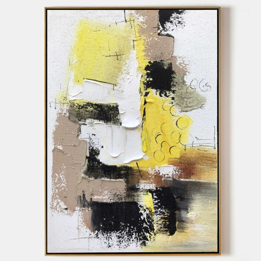 Lemon and Charcoal Layered Abstract