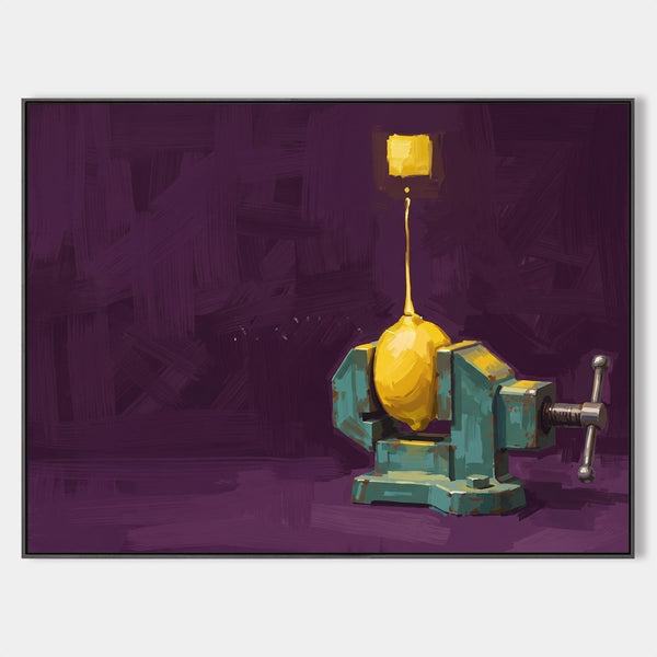 Lemon in a Teal Bench Vise
