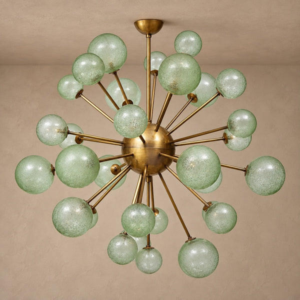 Light Green Blown Glass Globe Cluster Chandelier