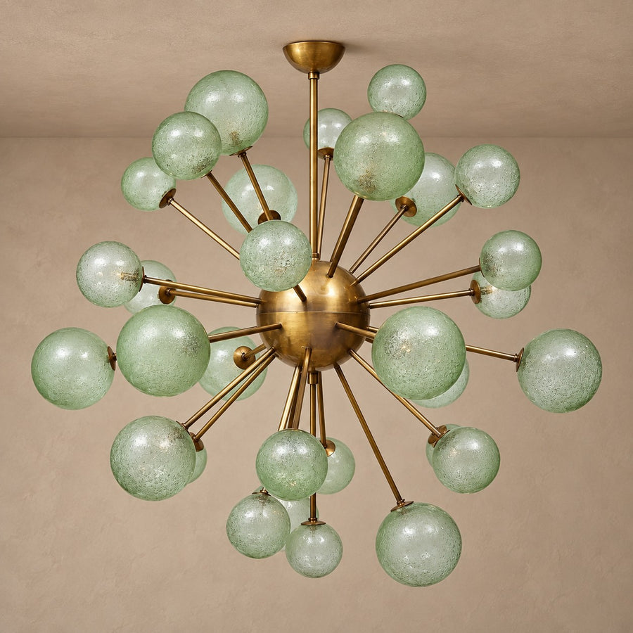 Light Green Blown Glass Globe Cluster Chandelier