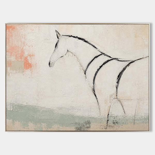 Line Drawn Horse on Ivory Plaster
