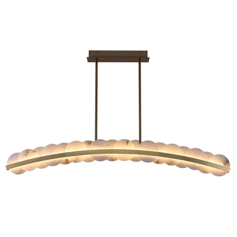 Linear Alabaster and Brass Pendant