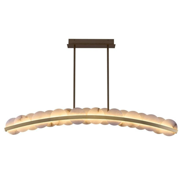 Linear Alabaster and Brass Pendant