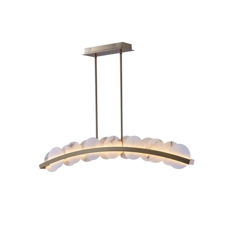 Linear Alabaster and Satin Nickel Pendant