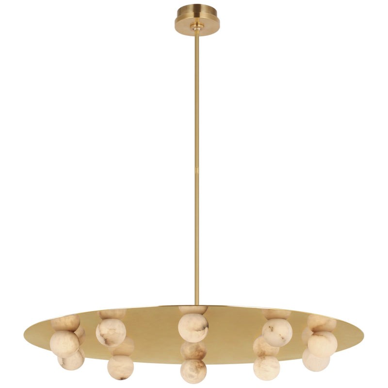 Linear Alabaster Globe Cluster Pendant with Brass Frame