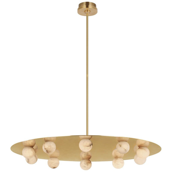 Linear Alabaster Globe Cluster Pendant with Brass Frame