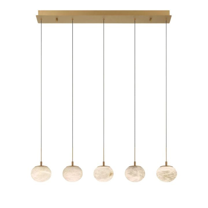 Linear Alabaster Ovoid Cluster Chandelier