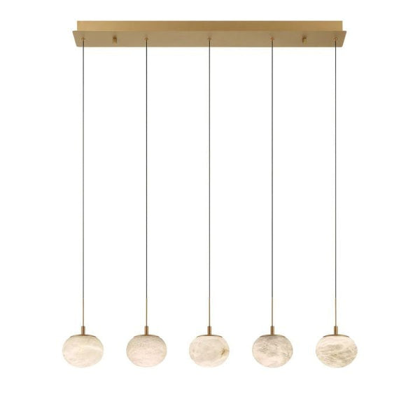 Linear Alabaster Ovoid Cluster Chandelier
