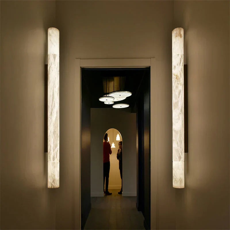 Linear Alabaster Panel Wall Sconce with Slim Metal Frame