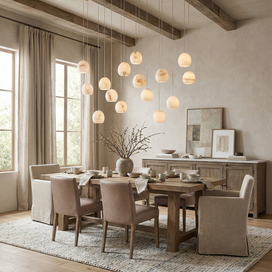 Linear Alabaster Shade Cluster Chandelier