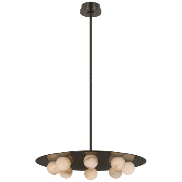 Linear Alabaster Shade Metal Frame Pendant