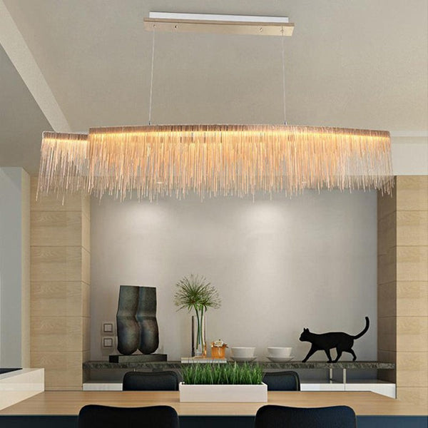 Linear Aluminum Chain Curtain Chandelier