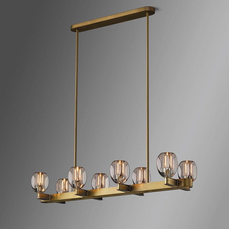 Linear Brass and Clear Crystal Chandelier