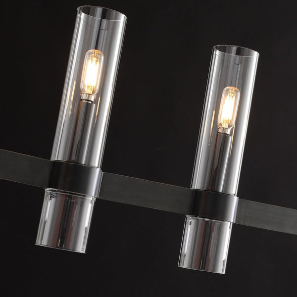 Linear Brass Chandelier with Blown Glass Shades