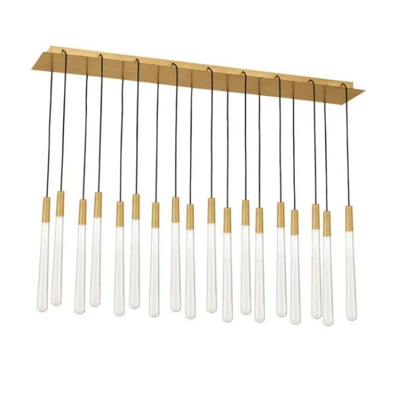 Linear Brass Chandelier with Domed Glass Pendants