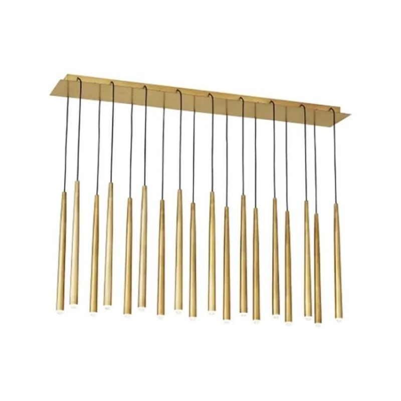 Linear Brass Cluster Chandelier with Domed Glass Drops