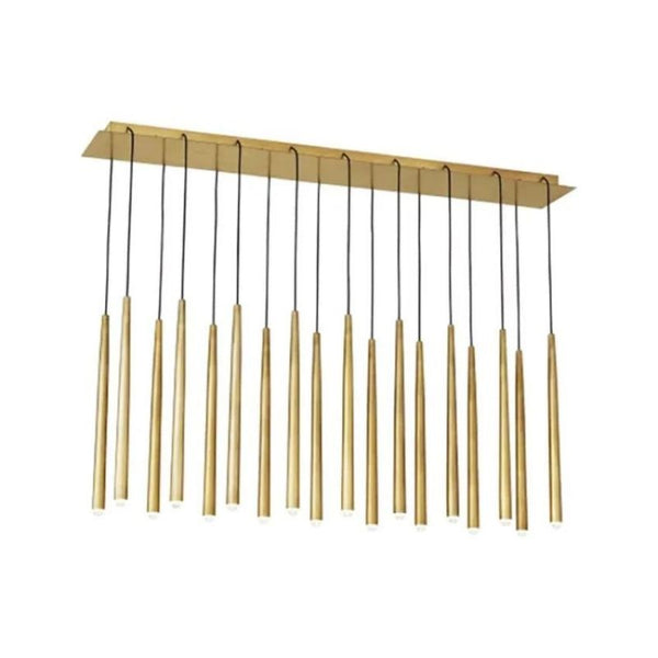 Linear Brass Cluster Chandelier with Domed Glass Drops