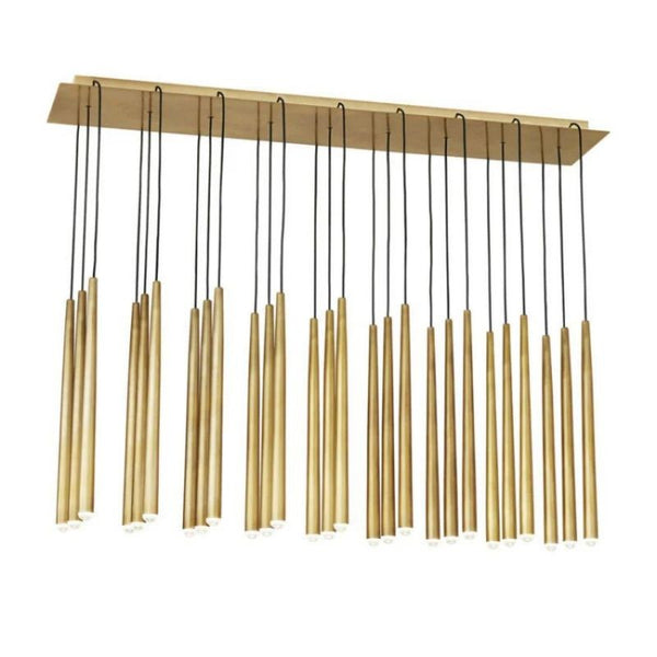 Linear Brass Cylinder Cluster Chandelier with Glass Tips