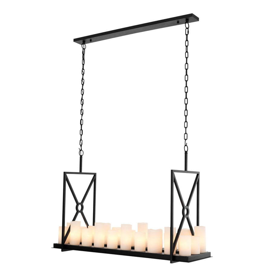 Linear Brass Frame Faux Candle Tray Chandelier
