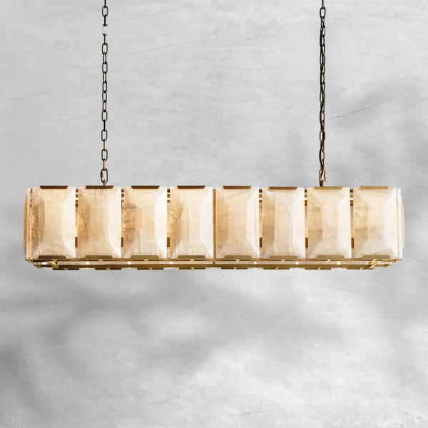 Linear Calcite Prism Chandelier with Metal Frame