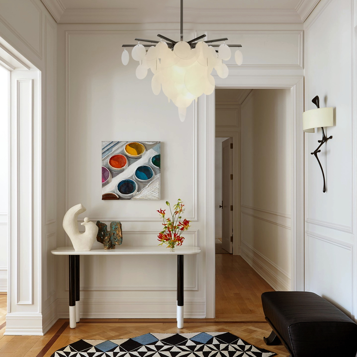 Linear Clear Glass and Solid Brass Pendant