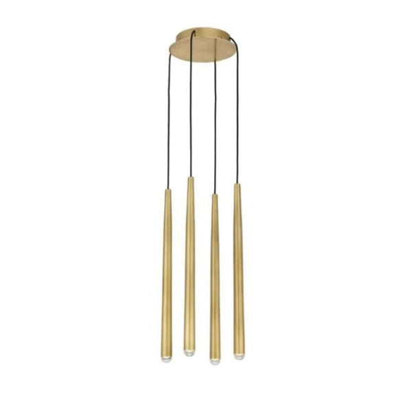 Linear Cluster Brass Cylinder Glass Chandelier