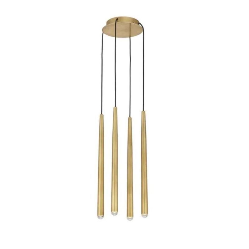 Linear Cluster Brass Cylinder Glass Chandelier