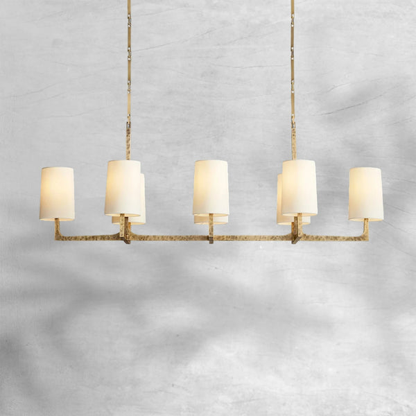 Linear Crisscross Frame Chandelier with Linen Shades