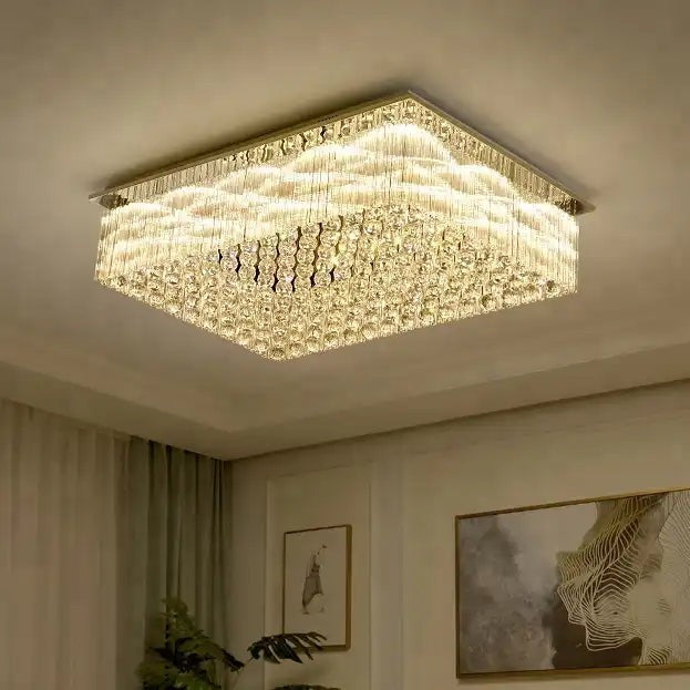 Linear Crystal and Metal Flush Mount