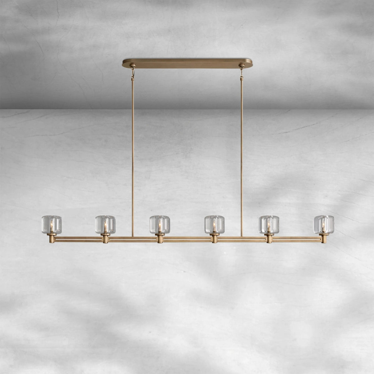 Linear Crystal Band Chandelier with Two-Tone Metal Frame