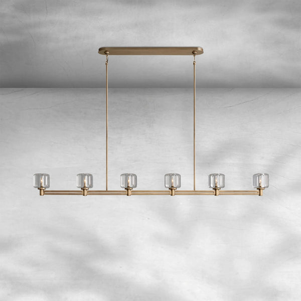 Linear Crystal Band Chandelier with Two-Tone Metal Frame