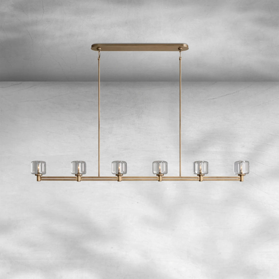 Linear Crystal Band Chandelier with Two-Tone Metal Frame