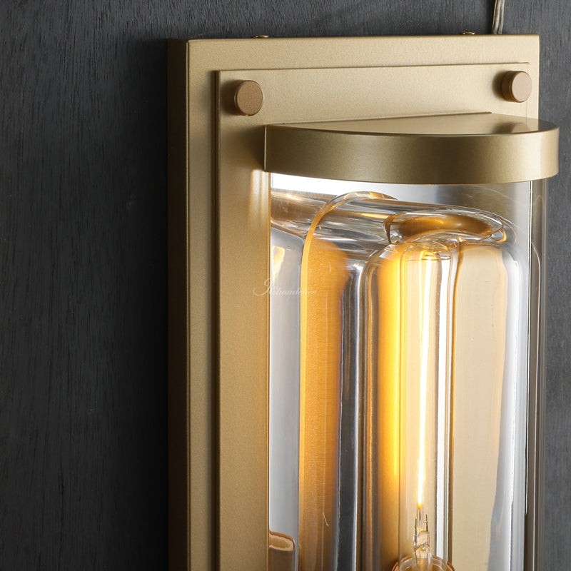 Linear Crystal Block and Brass Wall Sconce