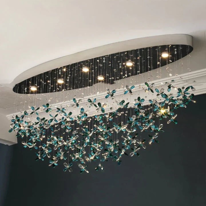 Linear Crystal Bloom Cluster Chandelier
