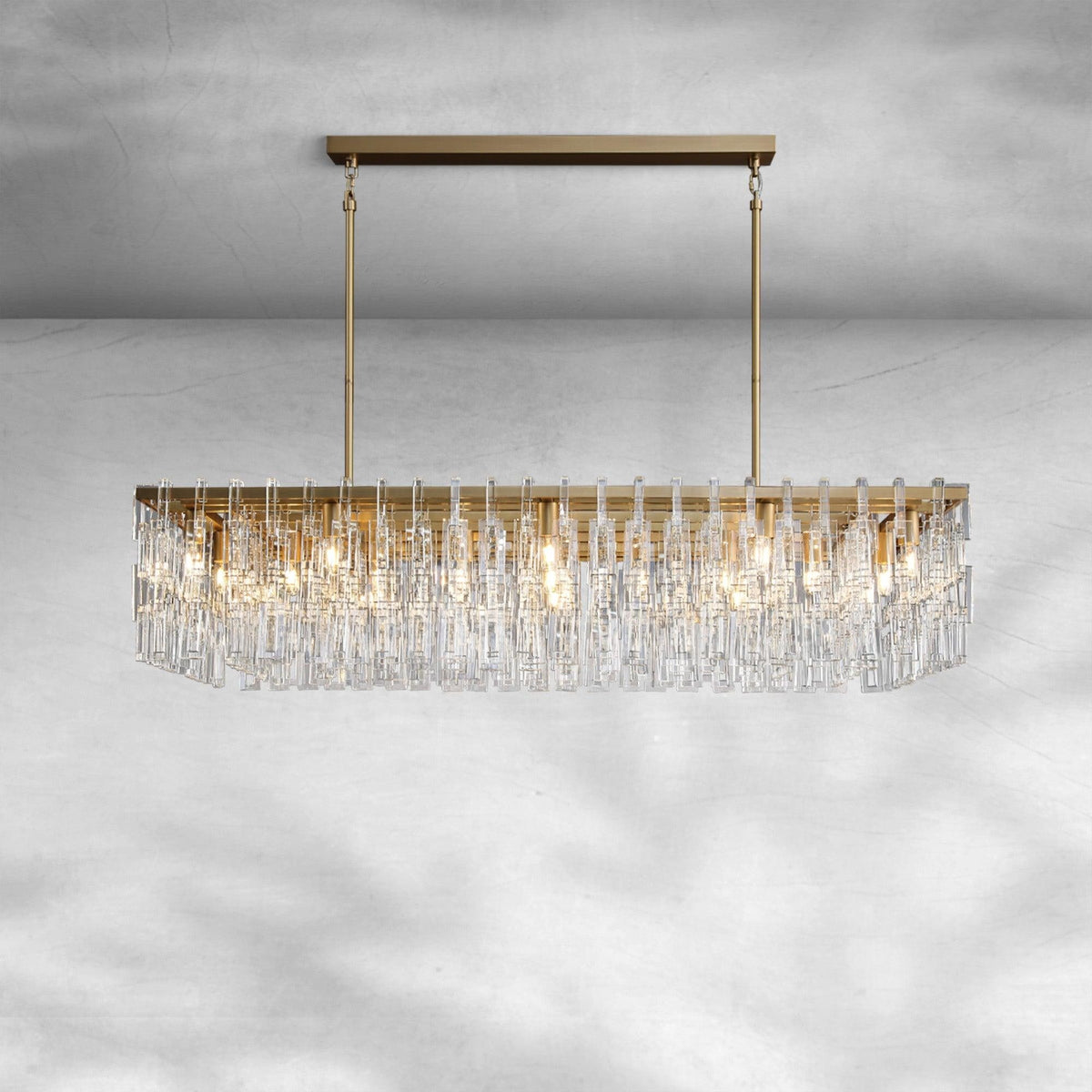 Linear Crystal Chain Rectangular Chandelier