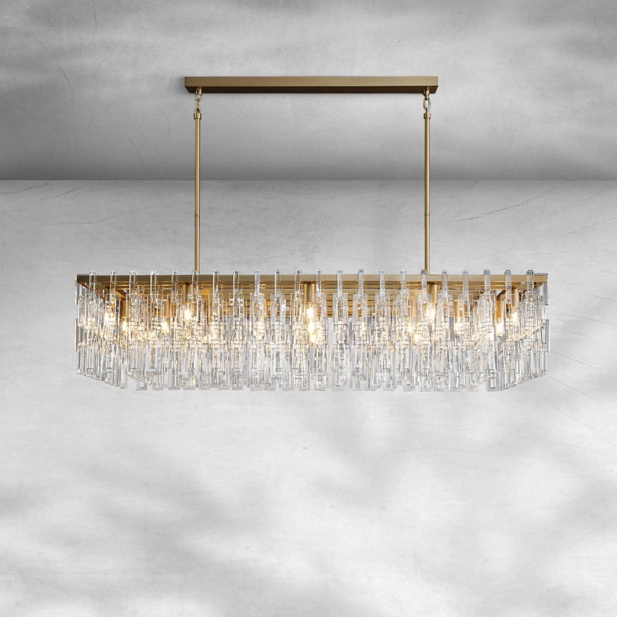 Linear Crystal Chain Rectangular Chandelier