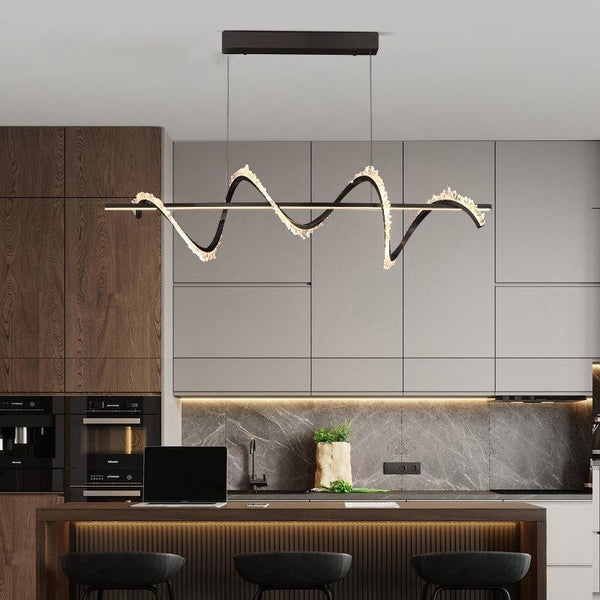 Linear Crystal Cluster Black Metal Chandelier