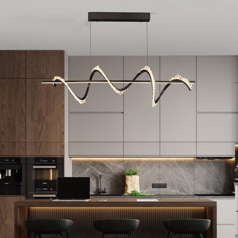 Linear Crystal Cluster Black Metal Chandelier