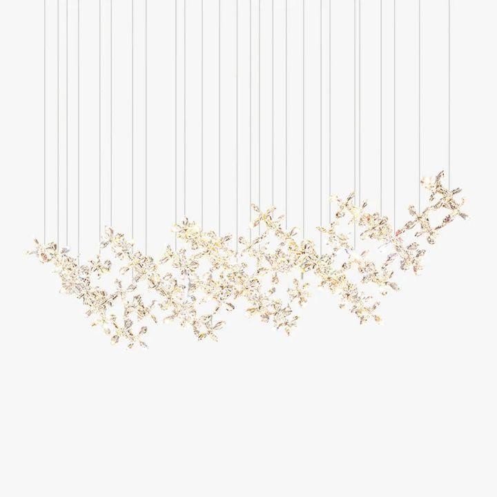 Linear Crystal Flower Cluster Chandelier