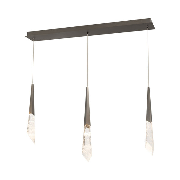 Linear Crystal Prism Cluster Metal Pendant