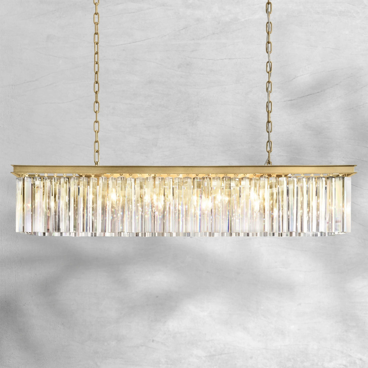 Linear Crystal Prism Ring Brass Chandelier