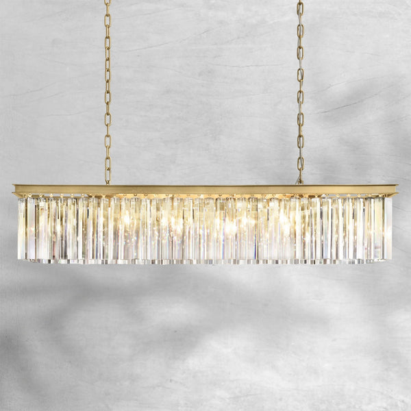 Linear Crystal Prism Ring Brass Chandelier